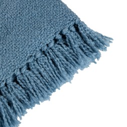 Hinch Home 200cm x 200 cm Blue Knitted Fringed Throw