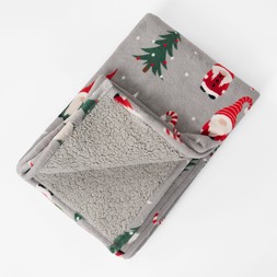 OHS Christmas Gonk Printed Throw - Grey-£11