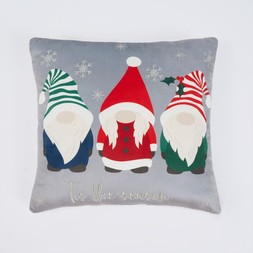 OHS Christmas Tis The Season Gonk Cushion - Grey - £13