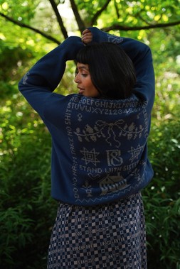 Cross Stitch Jumper in Midnight & Putty