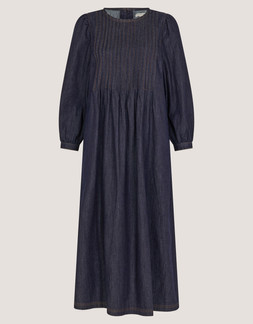 Remy Pintuck Denim Midi Dress Blue