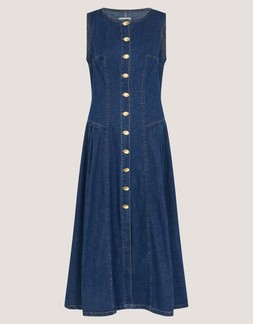 Layla Sleeveless Denim Midi Dress Blue