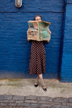 Paris Polka Dot Jersey Midi Dress Brown