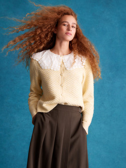 Cary Lace Collar Cardigan Yellow