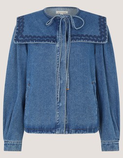 Livvy Square Collar Denim Jacket Blue