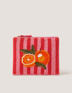 Orange Beaded Pouch