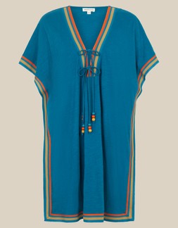 Maeve V-Neck Mini Kaftan Blue
