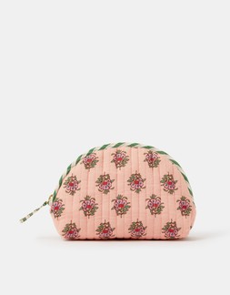 Floral Print Quilted Makeup Bag