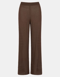 Crochet Knit Trousers Brown