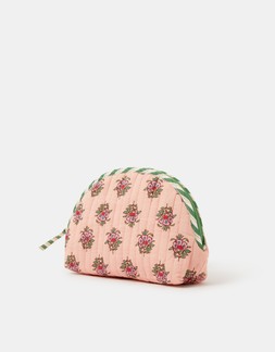 Floral Print Quilted Makeup Bag
