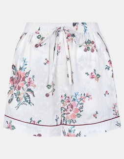 Floral Print Cotton Shorts Pyjamas Set Ivory