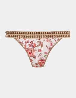 Floral Print Band Bikini Bottoms Ivory