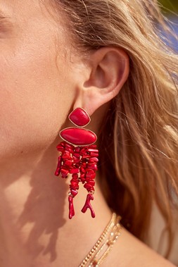 Coral Stone Drop Earrings