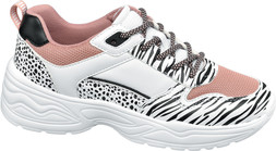 Deichmann White & Pink Animal Print Trainer