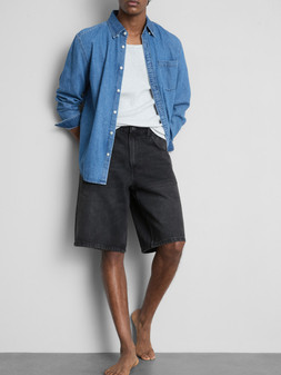 PRIMARK MID RISE BAGGY DENIM SHORTS BLACK £14 €18 $28 RON90 PLN80 CZK470 (2)
